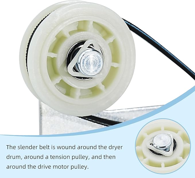 (2024 Upgraded Ball Bearings) 661570 & 279640 & W10837240 Dryer Idler Pulley Assembly with Bracket and Dryer Drum Belt Compatible with Whirl-Pool Replaces 3387372 PS11726337 W10547287 by Romalon