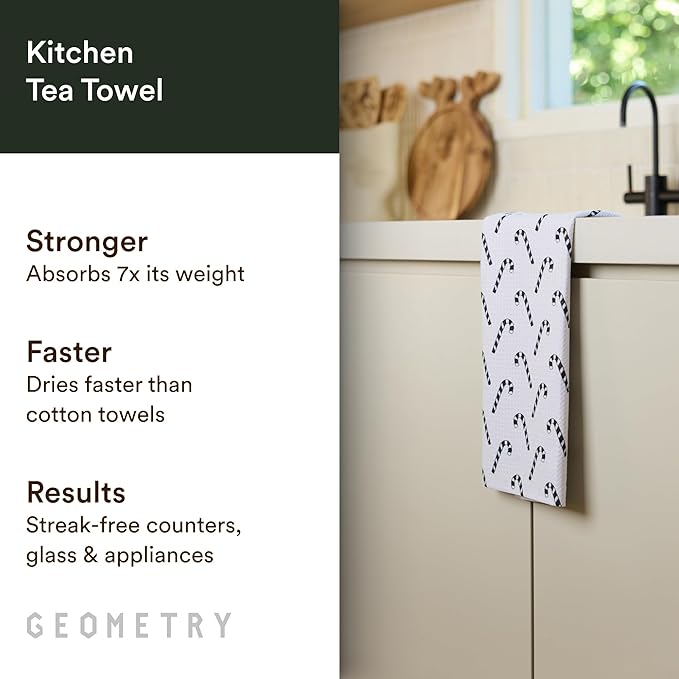 GEOMETRY Christmas Kitchen Towels - Quick Dry Microfiber Cloth Dish Towels for Kitchen Drying - Premium Quick Dry Towel - Peppermint Pop
