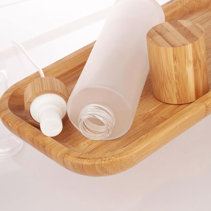 COSIDEA 12 pcs Empty 5oz /150ml bamboo lid Frost glass spray bottle with fine mist despenser head for liquid perfume toiletries containers, toner bottles