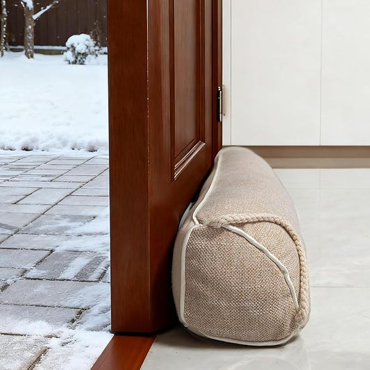 36 Inch Under Door Draft Stopper, Blocks Hot Cold Air Wind from Door and Window Bottom,Weather Seal, Reduce Noise Light,Triangular, Beige