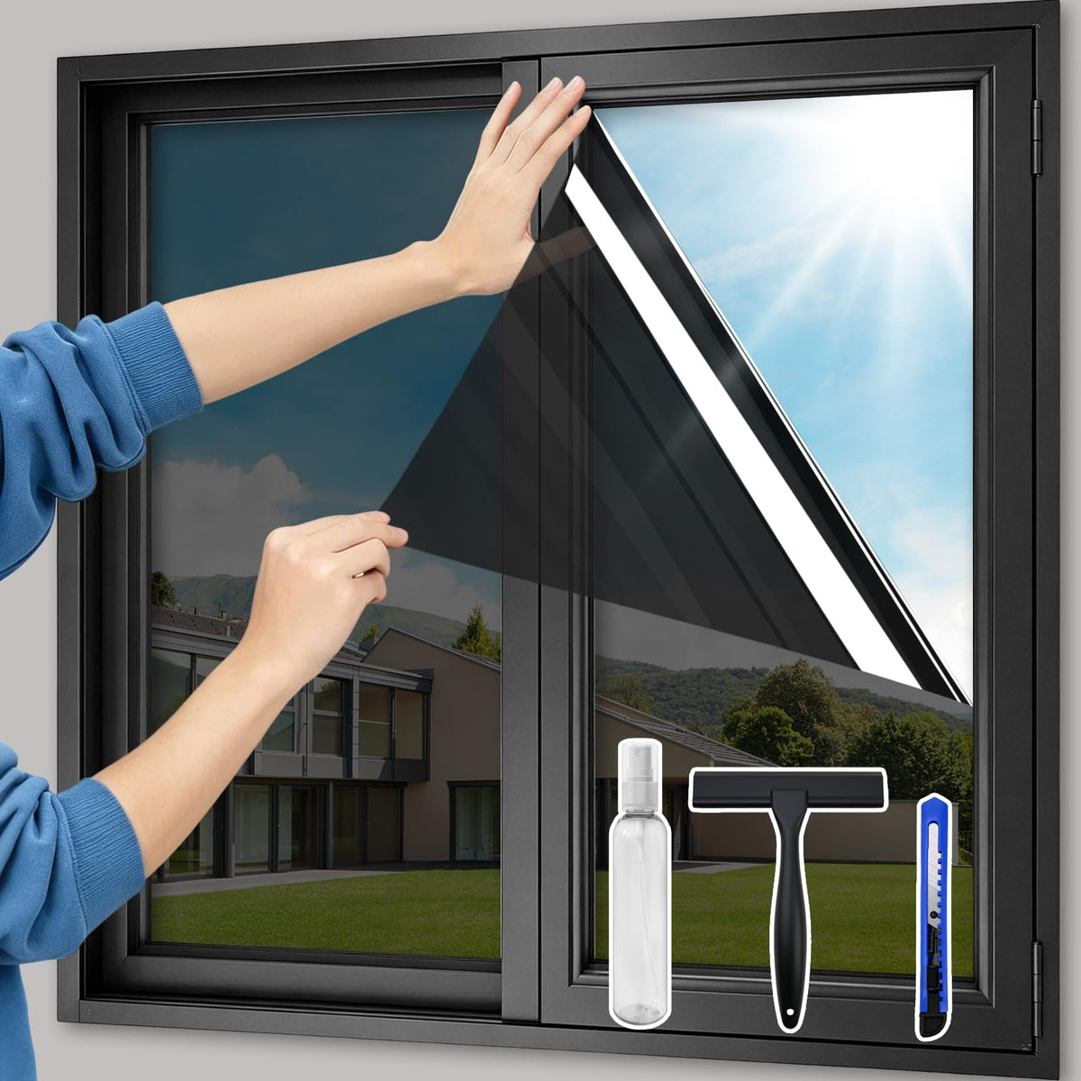 One Way Privacy Window Film Heat & UV Blocking, 17.5In×6.5Ft - Image 1