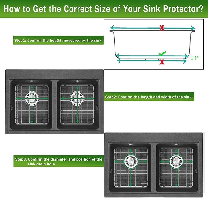Sink Protectors for Kitchen Sink 15" x 13", Stainless Steel Sink Grid protectors for Kitchen Sink with Certer Drain Hole, Metal Protector for Sink with Sink Strainers