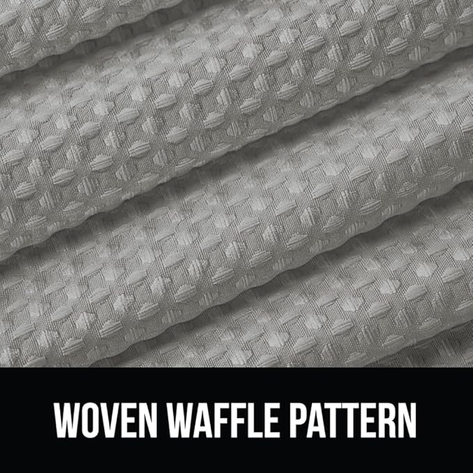 GORILLA GRIP Waffle Shower Curtain and Area Rug Set, Waffle Shower Curtain Size 72x72, Washable, Contour Set Includes 30x20 Bath Rug and Toilet Mat, Microfiber Quick Dry, Both in Gray, 2 Item Bundle