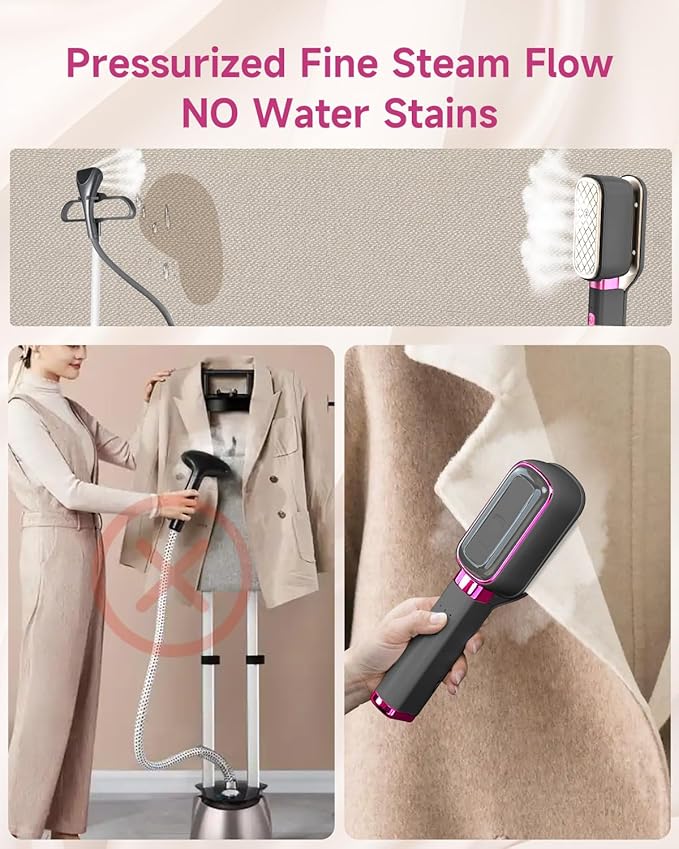 J&J EASIER, FASTER 3-in-1 Travel Press Iron Steamer for Clothes, 1000W, 20s Fast Heat Up, 180° Rotating, Portable Handheld Clamp & Vertical Steamer, 65ml Tank, Gray