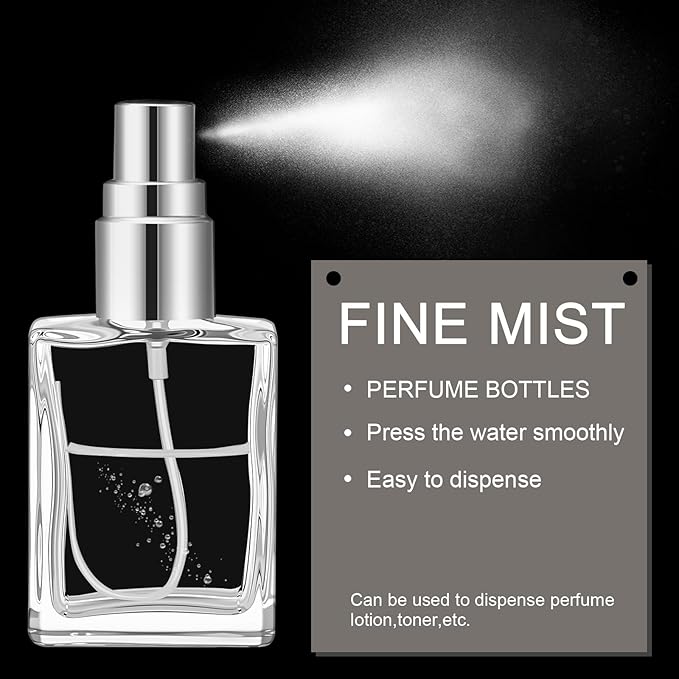 Domensi 30 Pcs 15 ml Glass Perfume Bottles Mini Glass Empty Spray Atomizer Bottles Bulk Refillable Perfume Dispenser Container with Pump Tool for Travel Cleaning Skin Care(Silver)