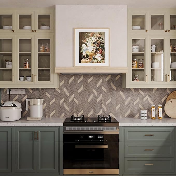 Herringbone Peel & Stick Wallpaper - Geometric Boho Contact Paper for Cabinets & Bedroom - 31.5''×158'' Adhesive Removable Waterproof Wallpaper for Bathroom & Laundry Room & Bedroom & Kitchen