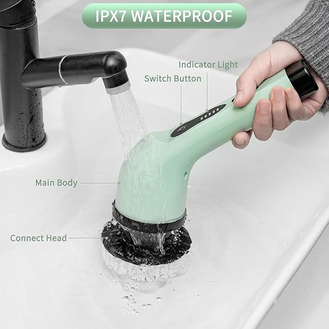 Electric Spin Scrubber, Waterproofing Cordless Cleanings Brush Scrubber for Home, 9 Replaceable Brush Heads for Bathroom Shower Bathtub Glass Car for Bathtub Window