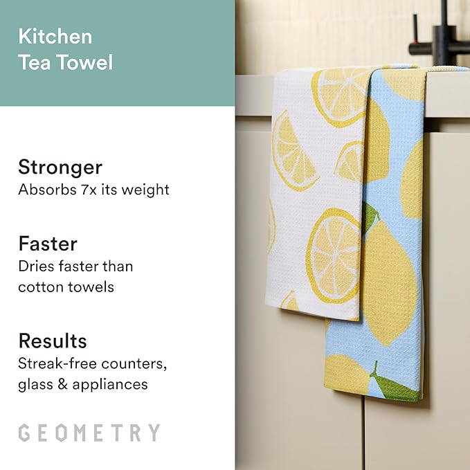 GEOMETRY Spring Kitchen Towels - Quick Dry Microfiber Cloth Spring & Summer Dish Towels for Kitchen Drying - Premium Quick Dry Towel - Banana Bliss, 18" x 30" - 2-Pack