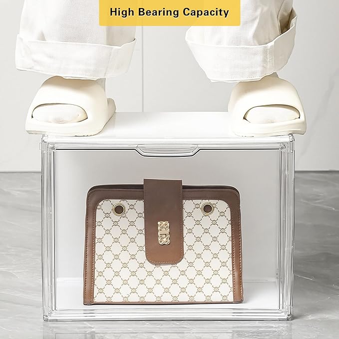 Clear Showcase with Light, Stackable Acrylic Display Case for Collectibles, Figures, Shoes, Toys & Jewelry, Dustproof Storage Box - Support Voice Control Lighting