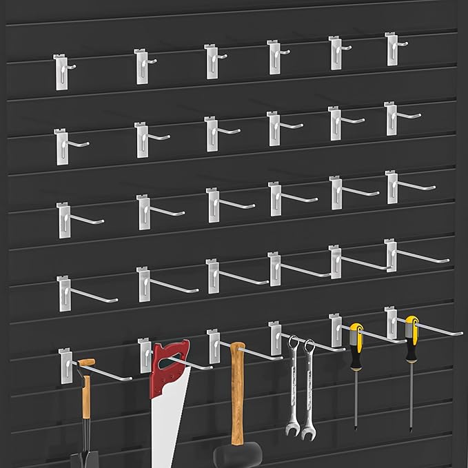 6”Slatwall Hooks,Silvery Slat Wall Display Hook, 25 PCS Slat Wall Panel Accessory Hooks