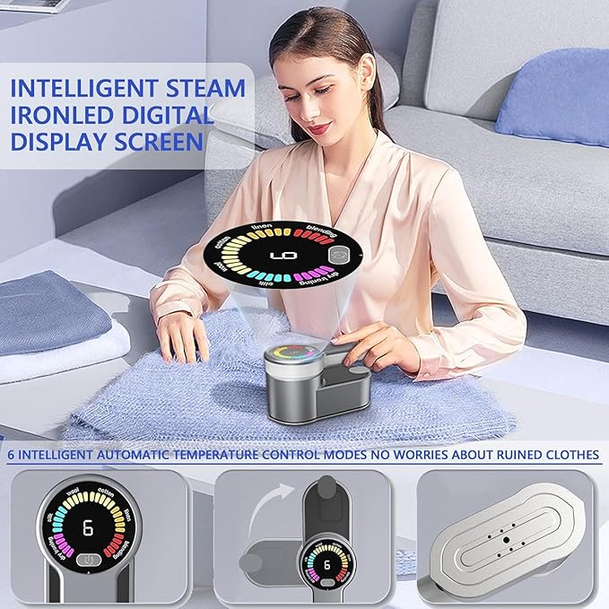 AI Steam Iron for Clothes,6 in1 Travel Garment Steamers Iron Mini - Portable Ironing Machine Travel Small Size Portable Steamer Travel College Dorm Home Essentials Steamer (Gray)