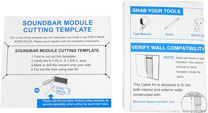 in-Wall Cable & Power Management Kit, TV Cord Concealer & Power Kit, Powers Devices & Hides All Cables, with Circle Saw Drilling Attachment & Drywall Hand Saw