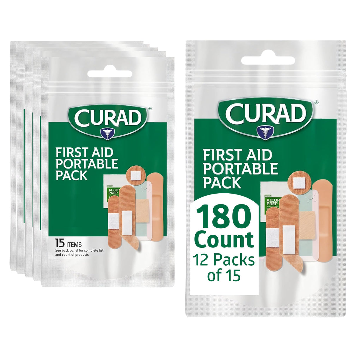 CURAD First Aid Portable Pack |15 - Count On-the-Go - Image 1