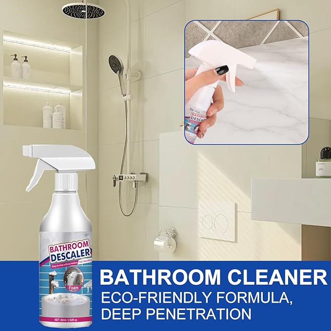 2Pcs Bathroom Descaler Foam Cleaner,Stubborn Stains Cleaners,Bathrooms Descaler Cleaners, Powerful Descaling Cleaning Agent for Stubborn Stains, Bathtub, Glass & Multipurpose Bathroom Surfaces