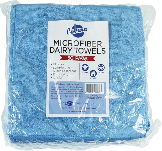 Coburn Blue Microfiber Dairy Towels Pack/50