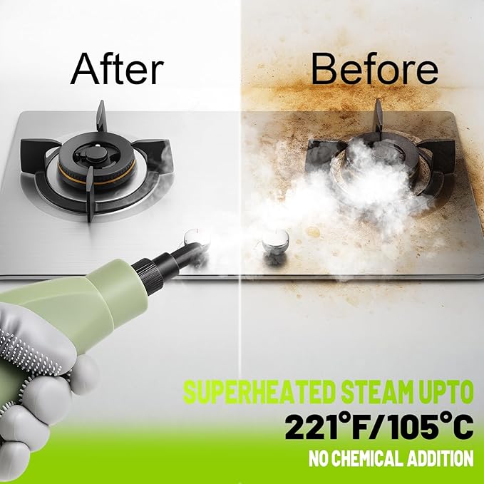2500W Handheld Steam Cleaner, 15s Fast Heat-Up & 34oz Tank, 6-Level Adjustable Steam Control, Touch Screen Portable Steamer for Bathroom, Car, Tile, Floor, Kitchen, Home Cleaning