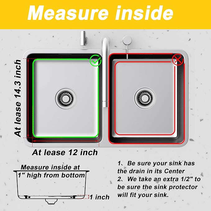 2 Pack Sink Grids,Sink Protectors for Kitchen Sink,Stainless Steel Sink Racks for Bottom of Sink,Metal Sink Grate with Strainers,Center Drain for Double Bowl with Corner Radius,11.5" x 13.8"