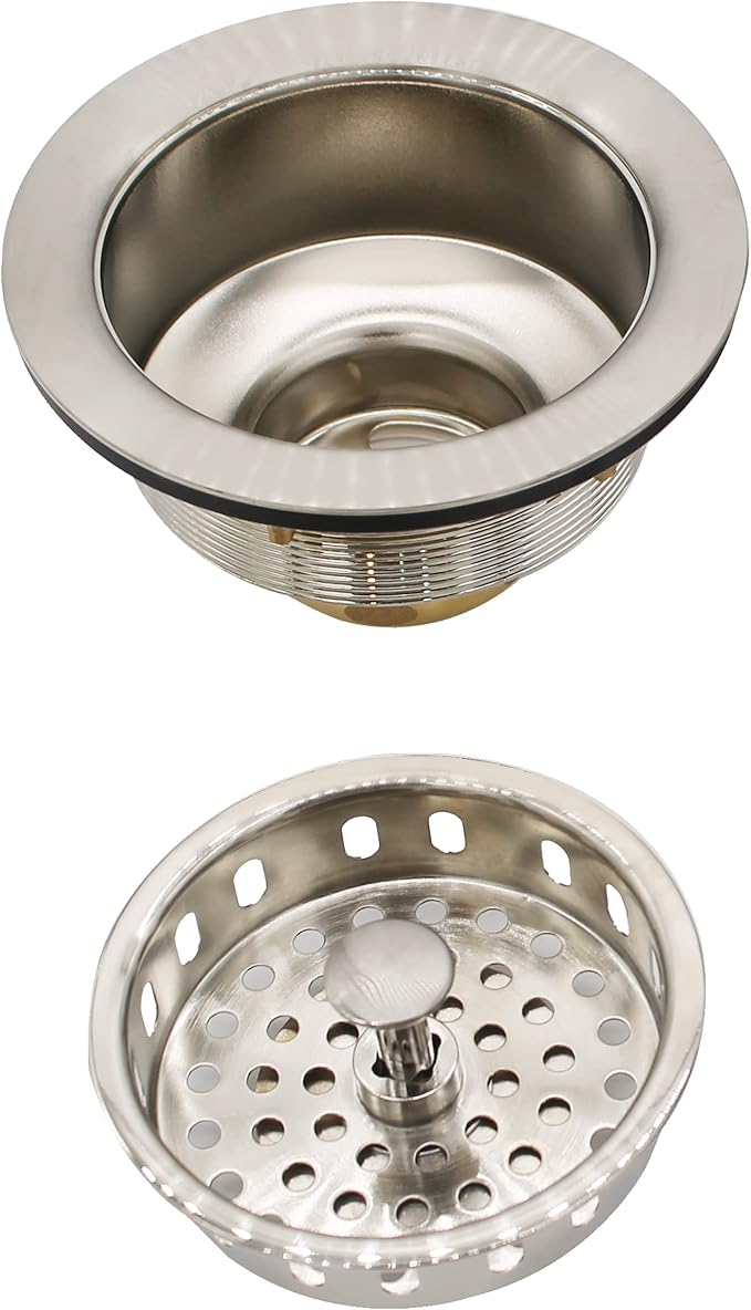 Westbrass R214-07 3-1/2-Inch Large Post Style Kitchen Sink Basket Strainer, Satin Nickel