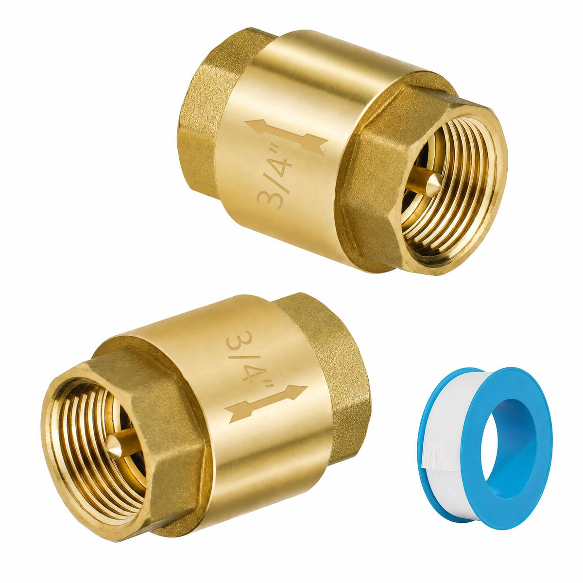Angry Pony 3/4 Check Valve, Solid Brass Inline One Way Valve - Image 1