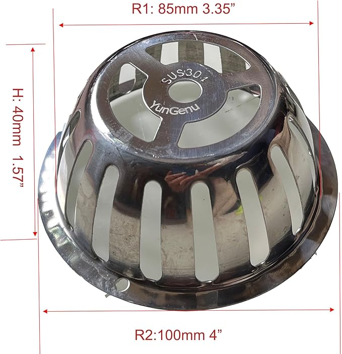 SUS304 Stainless Steel Roof Dome Drain Cover Strainer Anti-Clogging Atrium Grate 2pcs/pk (Φ: 4 inch)