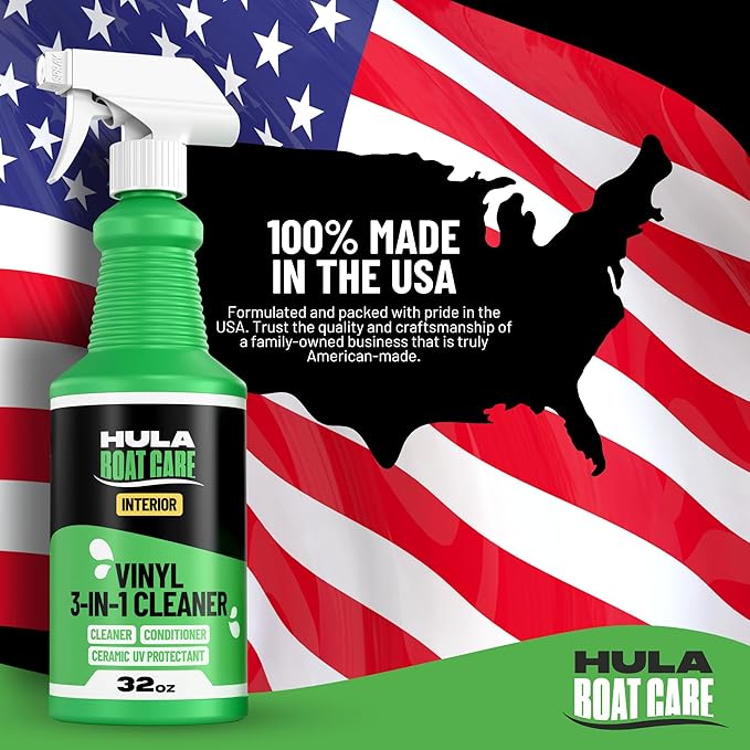 Hula 3-in-1 Boat Vinyl Cleaner, Conditioner and UV Protectant, 32oz — Marine Vinyl Protectant, Boat Seat Conditioner, Made in USA
