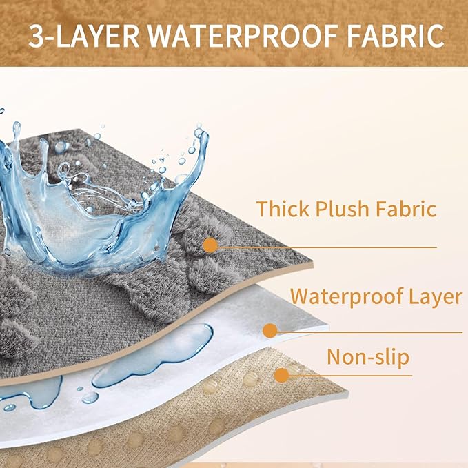 Waterproof Couch Cover for Dogs Washable,Fuzzy Pet Couch Covers for Sofa,Thick Soft Dog Mat Non-Slip Couch Covers for 3 Cushion Couch Sofa Pet Friendly (Grey, 23 * 23(2pcs))