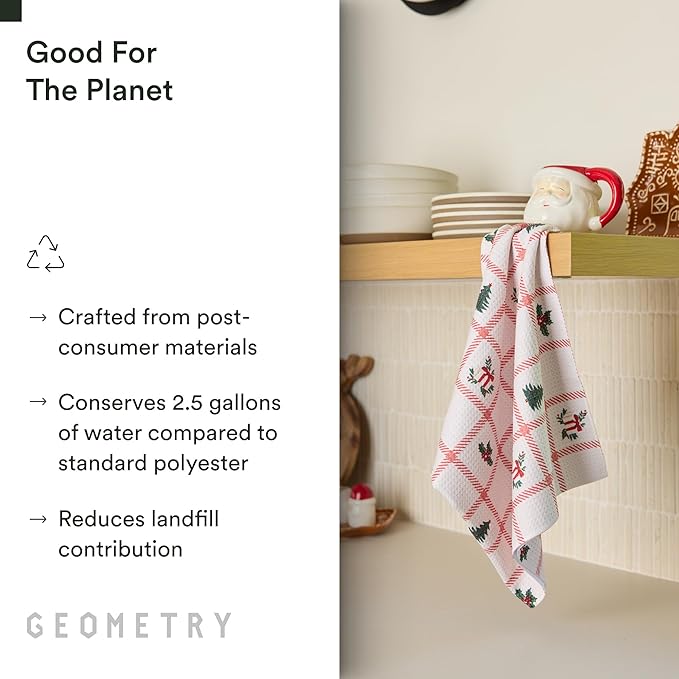 GEOMETRY Christmas Kitchen Towels - Quick Dry Microfiber Cloth Dish Towels for Kitchen Drying - Premium Quick Dry Towel - Tidings
