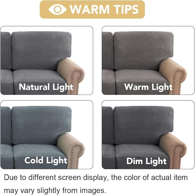 H.VERSAILTEX Multi-Pieces Loveseat Covers for 2 Cushion Couch High Stretch Couch Cushion Covers Jacquard Textured Twill Fabric(2 Seat Covers Plus 2 Back Cushion Covers, Grey)