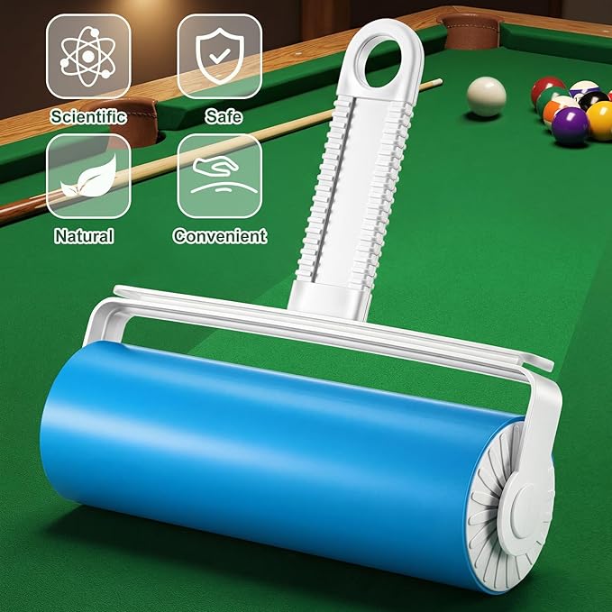 2 Pcs Billiards Table Dust Remover, Large 6.3 x 6.3 x 3.1 Inch Washable Roller Cleaner, Reusable Pool Table Cleaner Sticky Lint Roller for Pool, Billiards, Gaming Accessories, Felt Safe