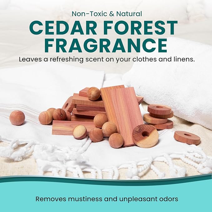 Cedar Blocks for Clothes Storage, Closets and Drawers - All Natural Moth Balls Alternative for Clothes Storage - Moth Repellant and Keep Clothes Smelling Fresh - 12 Pack