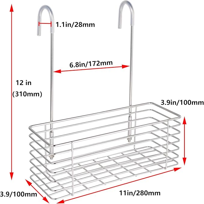 Shower Caddy 1Set Shower Shelf Stainless Steel Hanging No Drilling Bathroom Organizers and Storage for Apartment, Bathroom, Kitchen(Silver)