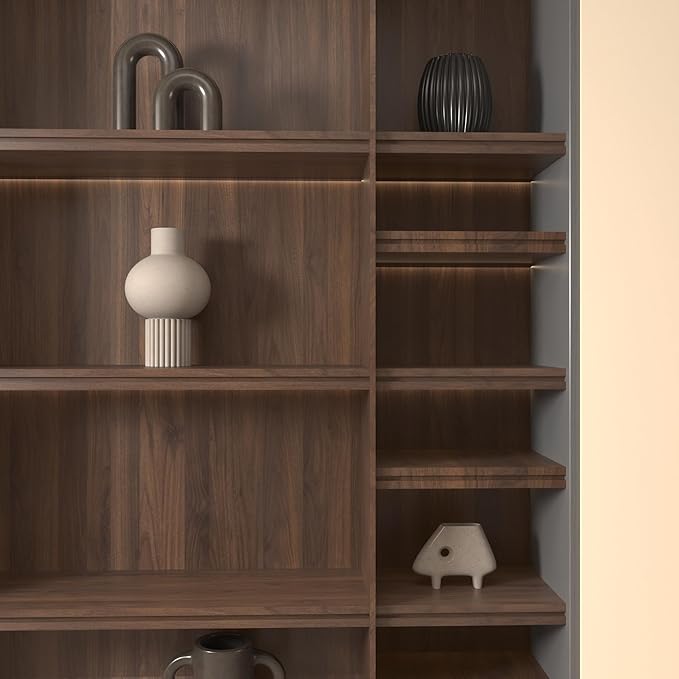 BOMENG Walnut Wood Contact Paper for Cabinets 31.5"x354" Brown Walnut Wood Grain Wallpaper Peel and Stick Countertops Wood Wall Paper for Cabinets Desk Walls Dresser Cover Top Kitchen Cabinet