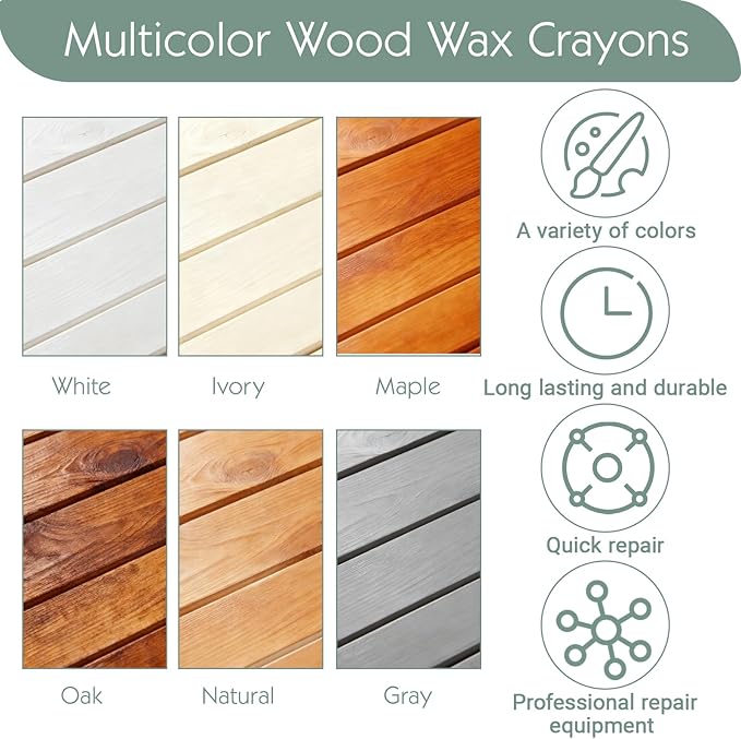 Zorfeter 30 Pack Wood Filler Sticks with 2 Scrapers, 30 Colors Wood Wax Crayons Furniture Repair Kit, Scratch Repair Crayons for Floors Cabinets Tables Doors
