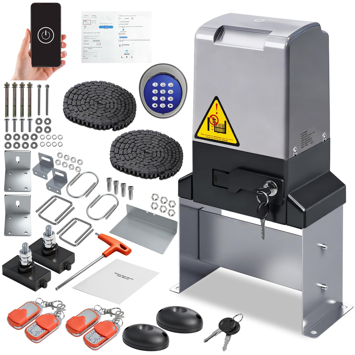 4400lbs Automatic Sliding Gate Opener with APP Control & 4 - Image 1