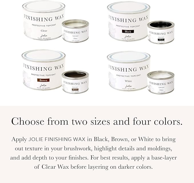 Jolie Finishing Wax - Protective topcoat Paint - Use on interior furniture, cabinets, walls, home decor and accessories - Odor-Free, Non-Hazardous - Clear - 120 ml