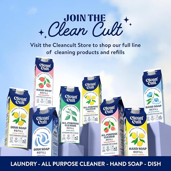 Cleancult Ultra Concentrated Liquid Laundry Detergent, 192 loads (96 oz), Long Lasting Scent, 90% Less Plastic, No Harsh Chemicals, Neroli Vetiver, Defeats Stains & Odors, HE/Standard Compatible