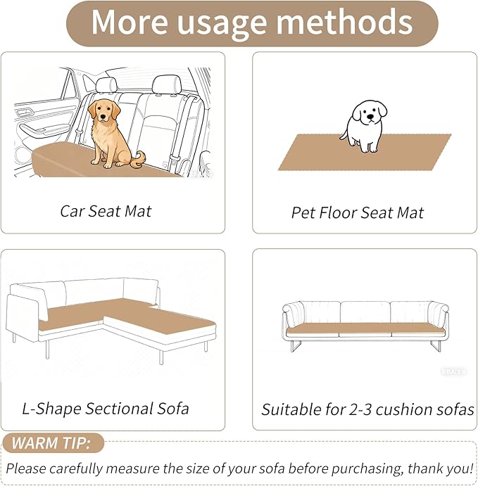 Couch Cover for Dogs Washable,Non Slip Fuzzy Durable Couch Covers for 3 Cushion Sofa Pet Friendly Sofa Cover Dog Thick Soft Slipcovers Protector Couches Mat Bed (Brown, 27.6" x 82.7"/70 x 210cm)