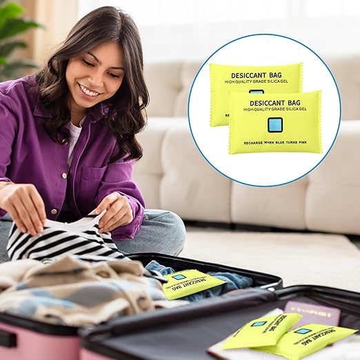 15 Pack 100 g Rechargeable Desiccant Packs Silica Gel Desiccant Moisture Absorbing Bag for Storage Reusable Car Dehumidifier Bag Bin Indicating Silica Gel Packet for Home (5 x 3.5 Inches)