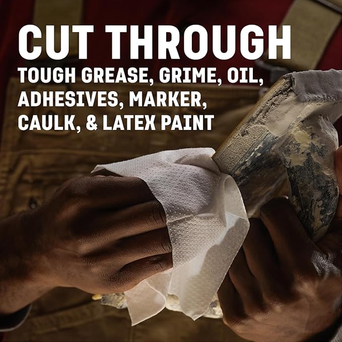 Venom Steel Workshop Wipes with Scrubbing Beads, for Grease, Grime, Oil, Paint and Caulk, Safe on Hands, Tools, and Non Porous Surfaces, Light Citrus Scent, 8" x 12" Cloths, 60 Wipes