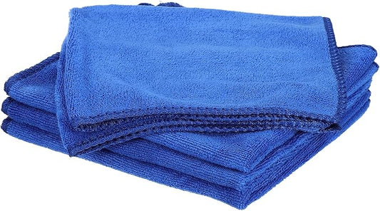 HARFINGTON 4 Pack Microfiber Cleaning Cloth, 16" x 16" Multi-Functional Cleaning Towels Reusable Absorbent Rags for Car Wash Kitchen Household Window Clean, Sapphire Blue