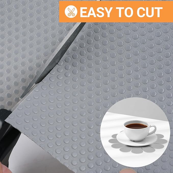 FLPMIX Cabinets Shelf Liner Light Gray: Waterproof Kitchen Drawer Liners 11 in × 240" - Non-Adhesive Easy to Cut Cupboard Protector Mat for Pantry Shelves