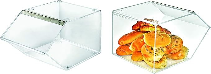 12" Acrylic Stacking Bin Display with Metal Hinged Lift-Open Lid
