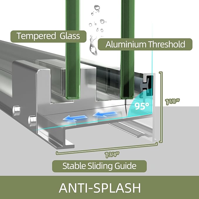 GETPRO Shower Door 68-72 in. W x 72 in. H Double Sliding Semi-Frameless Bypasss Bathroom Shower Glass Doors,1/4 inch Clear Tempered Glass Door for Walk-in Shower Chrome Finish