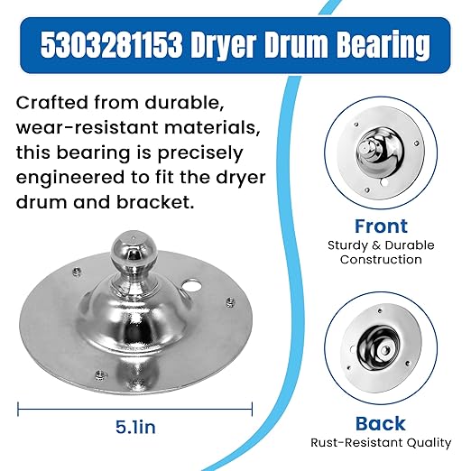Upgraded 134503600 Dryer Belt & 5303281153 Dryer Drum Bearing Kit Compatible with Frigidai.re Ken.More Dryers Replaces AP2142648 PS1148434 PS459829 134163400 - by AMI PARTS