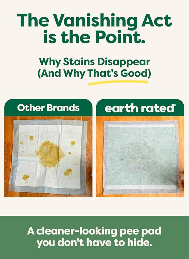 Earth Rated Max Absorbency Puppy Pee Pads for Dogs Absorbs 2X Faster & 2X More, Leak-Proof, Odor Control Potty Training, Unscented, Large, 22” x 23”, 40 Count