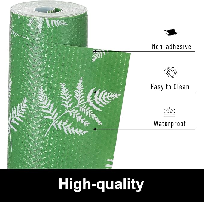 CooyesFridge Liners Shelf Liner for Kitchen Cabinets Refrigerator Liners Waterproof & Oil-Proof Kitchen Cupboard Liner Non Adhesive Drawer Mats EVA Material for Shelves（11.8" W x 360" L）