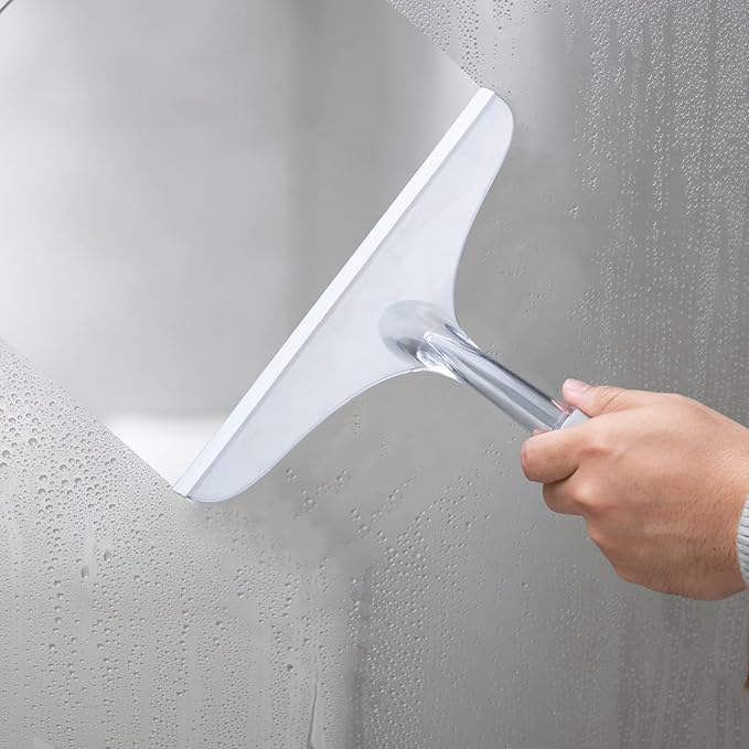 Squeegee Broom for Floor, 18'' Rubber Squeegee with 60'' Long Handle, Shower Squeegee for Shower Glass Door, Rubber Squeegee for Bathroom Tile and Mirror