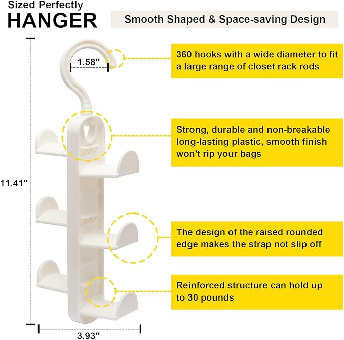 Closet-Organizers-and-Storage,Purse Hanger for Closet-Organizer,2 Pack Purse-Organizer for Organization-and-Storage,Sturdy Hang Bag Organization for Heavy Bag,College Dorm Room Essentials