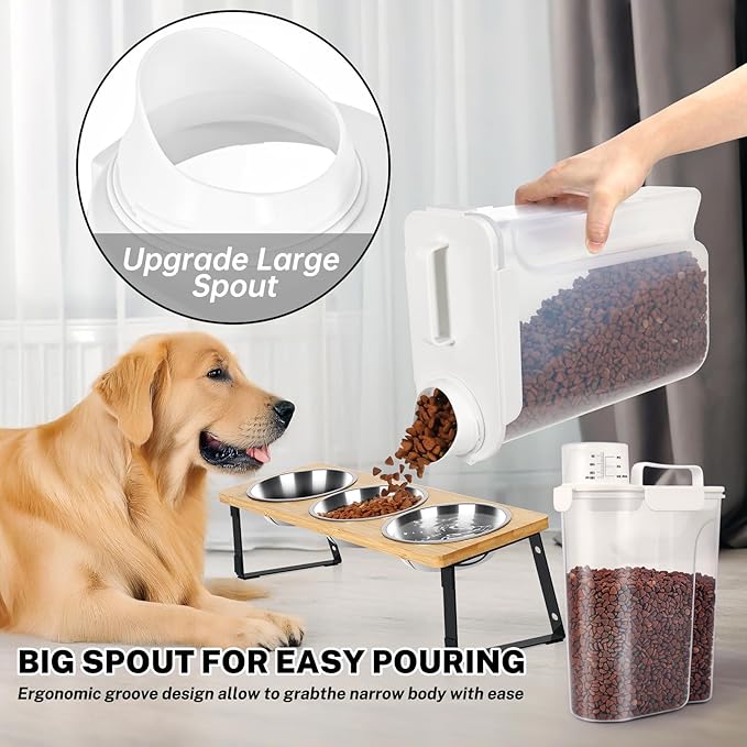 Dog Cat Food Storage Container 5+10 Lbs, Pet Food Container Airtight with Large Spout & Cup, BPA-Free Plastic Food Dispenser for Pet Food, Bird Seed, Rice, Flour-Large 2 Pack