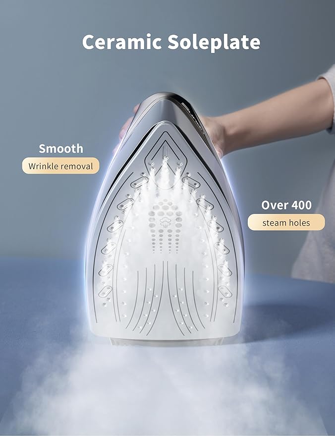 Sundu Steamer Iron,1600W Steam Station Professional Steam For Clothes with 44 oz Tank, 400 microsteam holes, Built-In Pump, Ceramic baseplate,Iron Lock For Easy Carry
